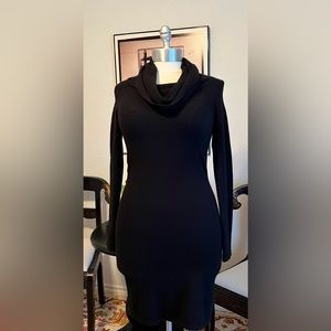 Wythe New York 100% Cashmere Cowl Shaker Stitch Black Sweater Dress ~ Sz XS